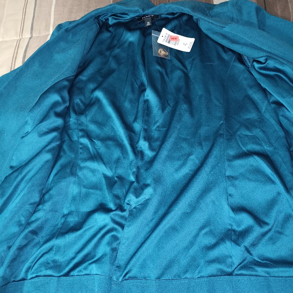 Torrid Studio Linen‎ Legion Blue Blazer 00 M/L 10 - Picture 8 of 13